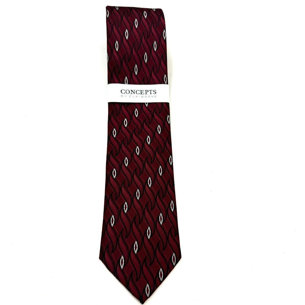 Concepts by Clairborne Men's Silk Necktie Burgundy Geometric - New with tags